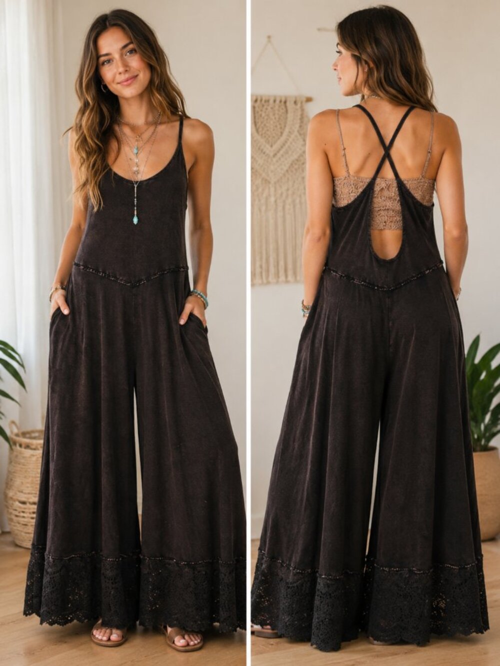 🖤✨ Oli & Hali "Free Bird Feeling" Wide Leg Jumpsuit Size M ✨🖤